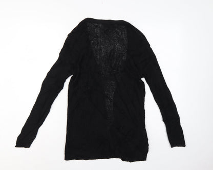 Uniqlo Women Black S Open Knit V-Neck Long Sleeve Cardigan