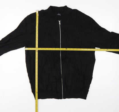 Next Men’s Black L Full Zip Cable-Knit Cotton Jumper