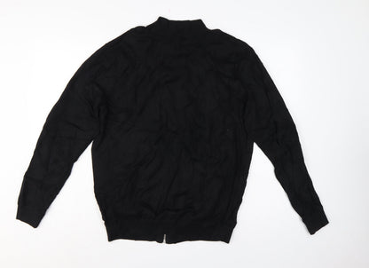 Next Men’s Black L Full Zip Cable-Knit Cotton Jumper