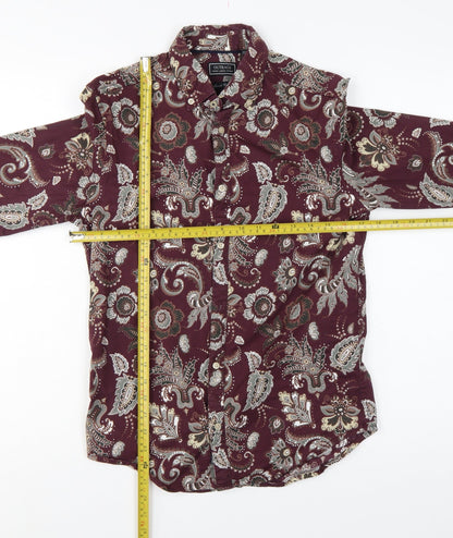 Outrage London Men's Red Paisley Stretch Cotton Slim Shirt S