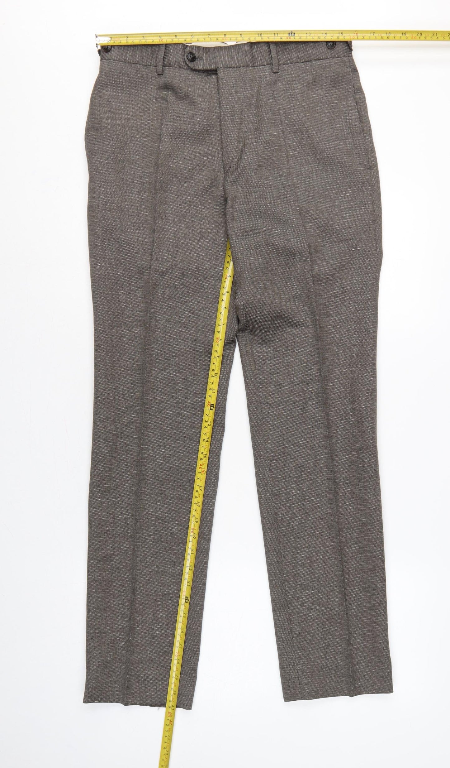 John Lewis & Co Men’s Grey 32 Wool Linen Pleated Dress Trousers