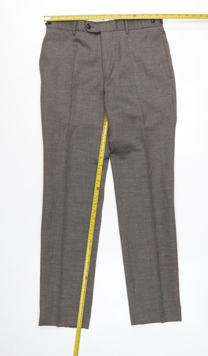John Lewis & Co Men’s Grey 32 Wool Linen Pleated Dress Trousers