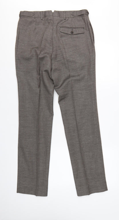 John Lewis & Co Men’s Grey 32 Wool Linen Pleated Dress Trousers