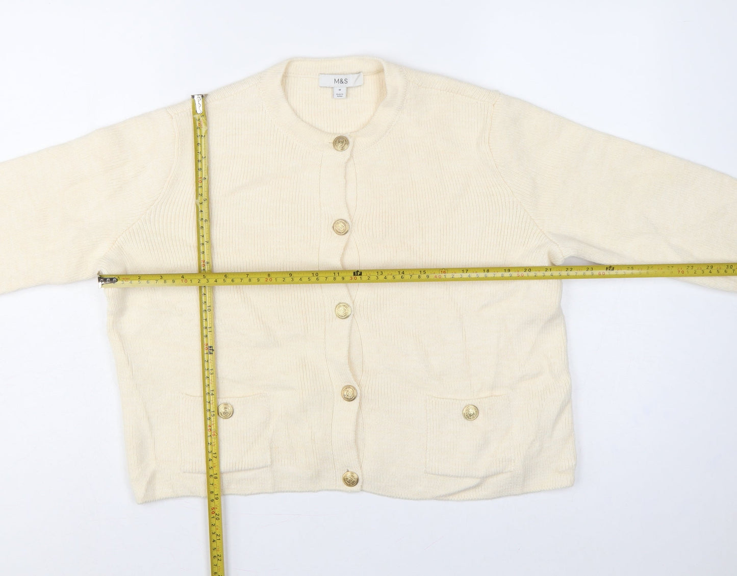 Marks and Spencer Women’s Ivory M Button Pocket Knit Cardigan