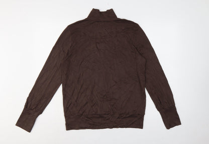 YAYA Women Brown L Roll Neck Long Sleeve Modal Jersey Top