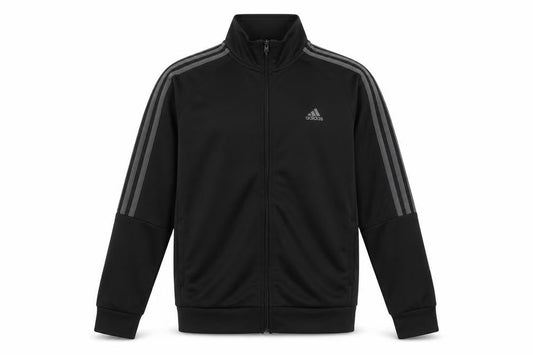 Front view of Adidas boys’ black 13-14 years full zip aeroready track sweatshirt