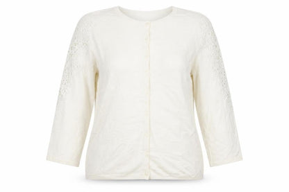 Bonmarché Women’s Ivory L Lace Floral 3/4 Sleeve Cardigan