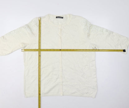 Bonmarché Women’s Ivory L Lace Floral 3/4 Sleeve Cardigan