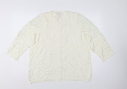Bonmarché Women’s Ivory L Lace Floral 3/4 Sleeve Cardigan