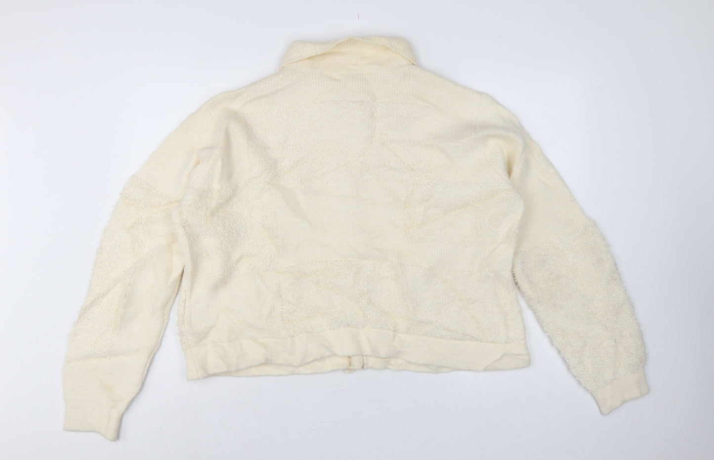 Per Una Women Ivory L Collared Button Chunky Knit Cardigan