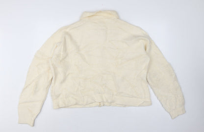 Per Una Women Ivory L Collared Button Chunky Knit Cardigan