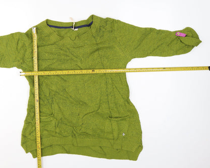 White Stuff Women Green Open Knit Pullover Jumper UK 10 Roll Tab Sleeves