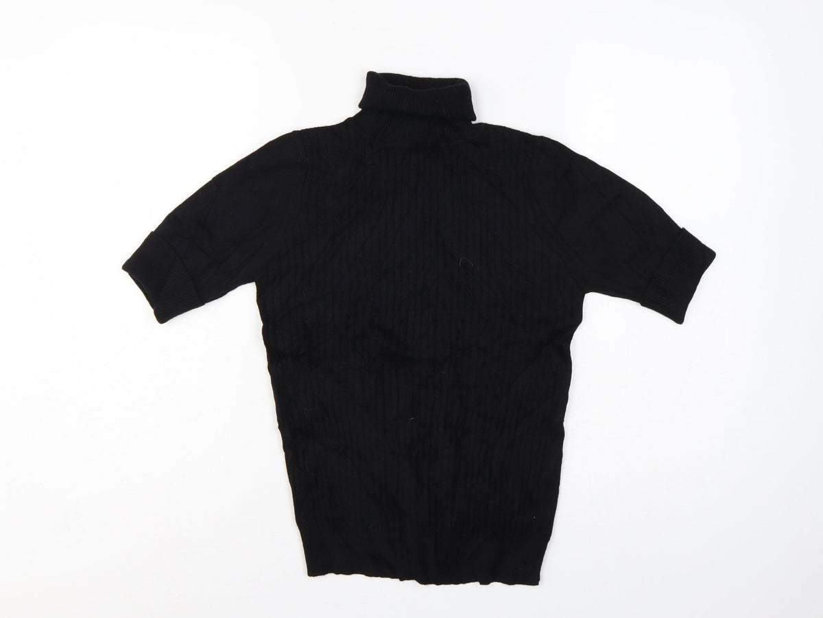 Quiz Women’s Black S Cable Knit Roll Neck Tunic Jumper