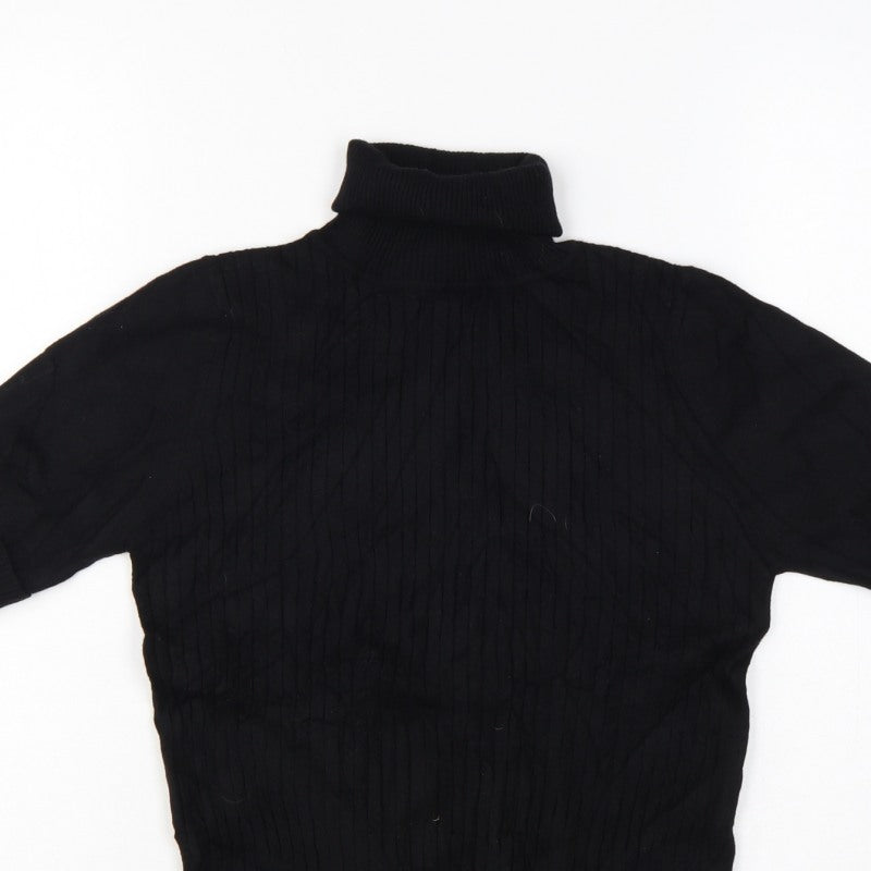Quiz Women’s Black S Cable Knit Roll Neck Tunic Jumper