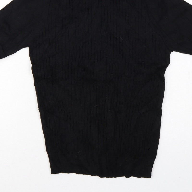 Quiz Women’s Black S Cable Knit Roll Neck Tunic Jumper
