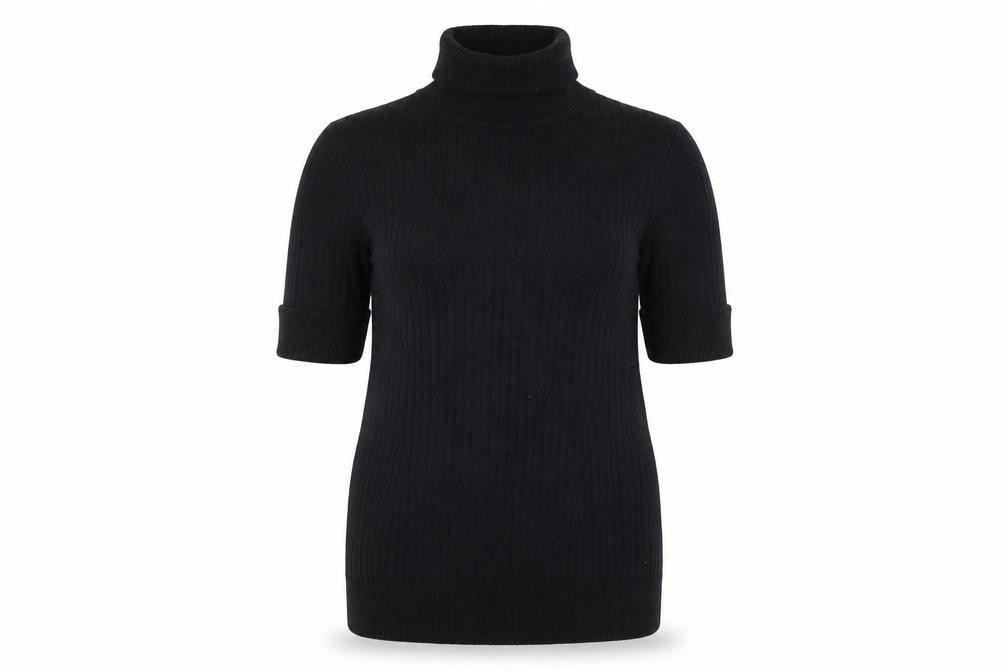 Quiz Women’s Black S Cable Knit Roll Neck Tunic Jumper