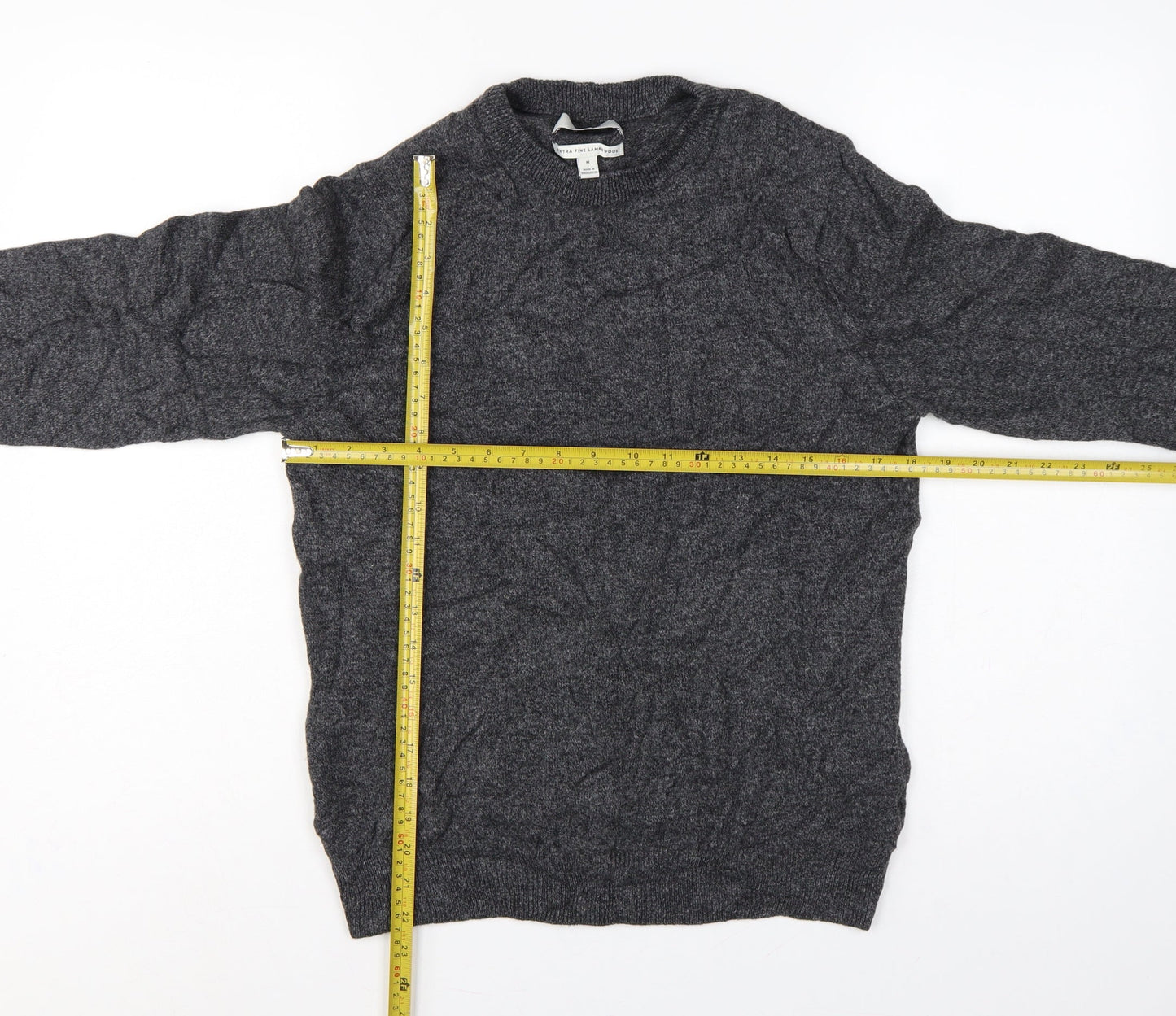 Marks & Spencer Men Grey M Lambswool Crew Neck Pullover Jumper
