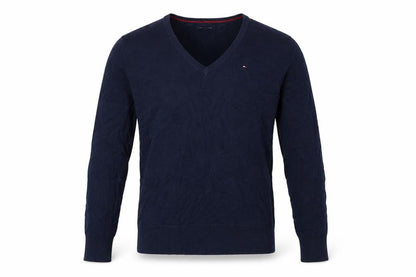 Tommy Hilfiger Men’s Blue M V-Neck Cotton Knit Pullover Jumper