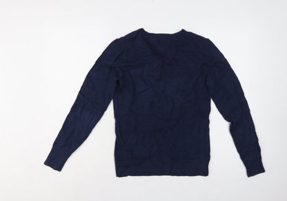 Tommy Hilfiger Men’s Blue M V-Neck Cotton Knit Pullover Jumper