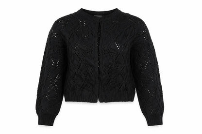 Marks & Spencer Women Black L Open Knit Cable Cardigan