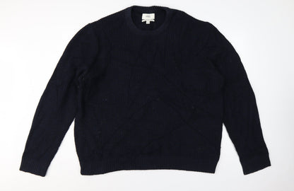 Marks and Spencer Men's Navy 2XL Lambswool Blend Crew Neck Pullover Jumper