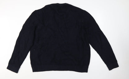 Marks and Spencer Men's Navy 2XL Lambswool Blend Crew Neck Pullover Jumper
