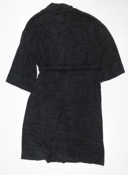 Marks and Spencer Women Black S Knit Belted Long Sleeve Robe