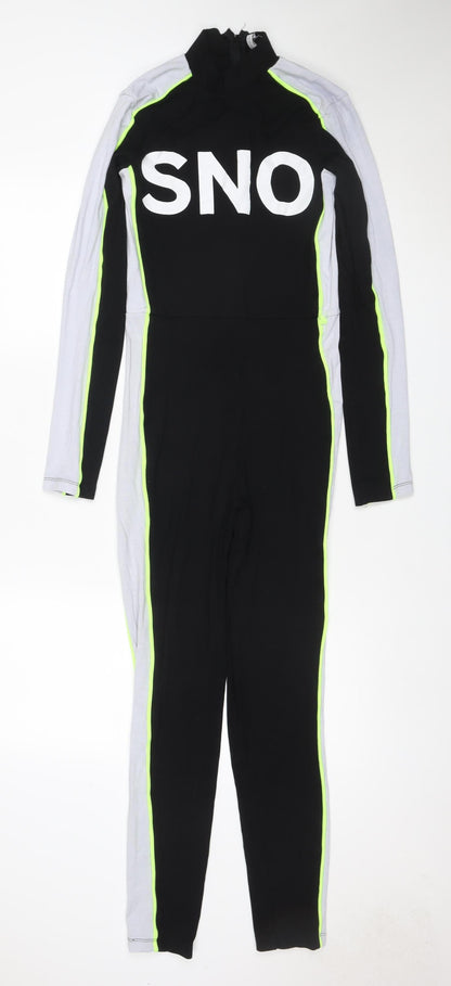 Topshop SNO Womens Black Colourblock Jersey Jumpsuit UK 10