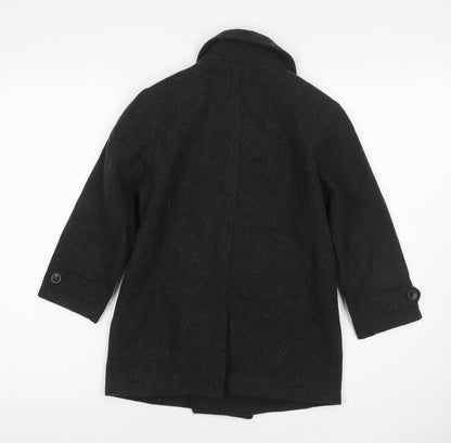 Gap Kids Boys Black 6-7 Years Pea Coat Double-Breasted Wool Blend