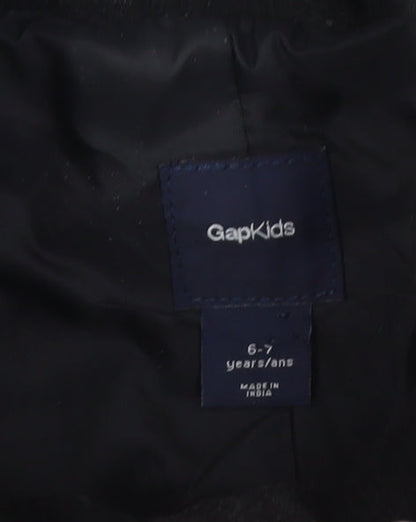 Gap Kids Boys Black 6-7 Years Pea Coat Double-Breasted Wool Blend