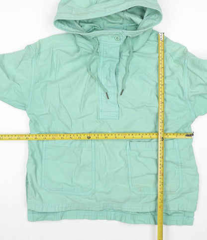 GAP Women's Green XS Petite Hooded Cotton Anorak Jacket Pockets