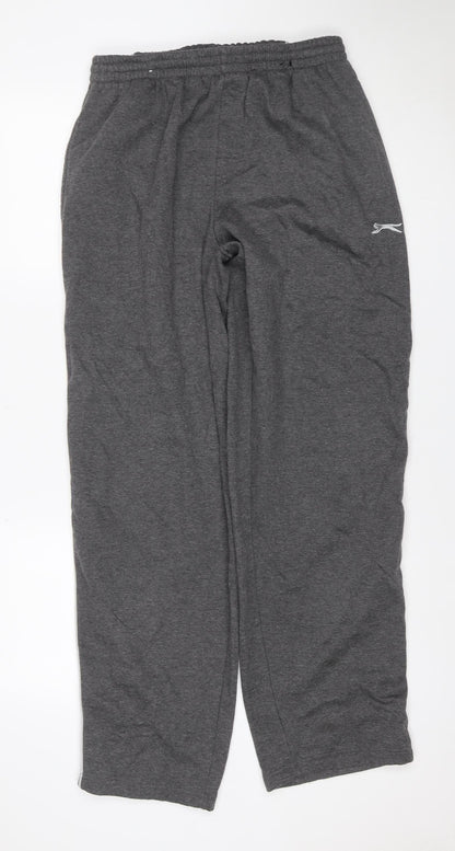 Slazenger Men's Grey L Fleece Sweatpants Elastic Waist Track Trousers