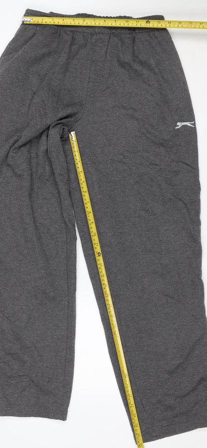 Slazenger Men's Grey L Fleece Sweatpants Elastic Waist Track Trousers