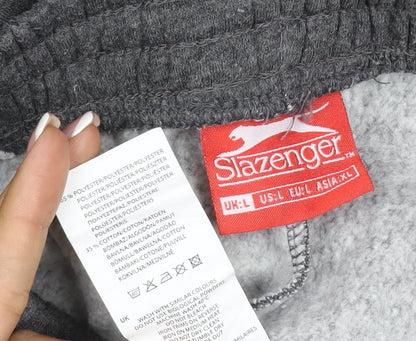Slazenger Men's Grey L Fleece Sweatpants Elastic Waist Track Trousers