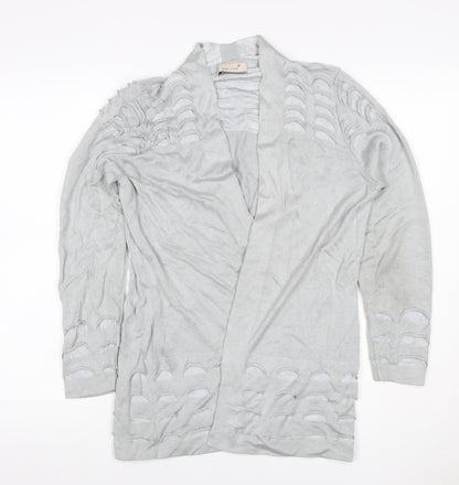 Per Una Women Grey UK 12 Open Knit Long Sleeve Cardigan