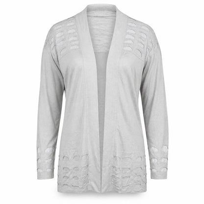 Per Una Women Grey UK 12 Open Knit Long Sleeve Cardigan