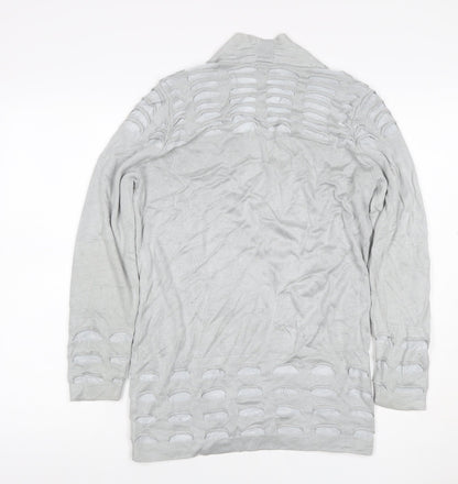 Per Una Women Grey UK 12 Open Knit Long Sleeve Cardigan
