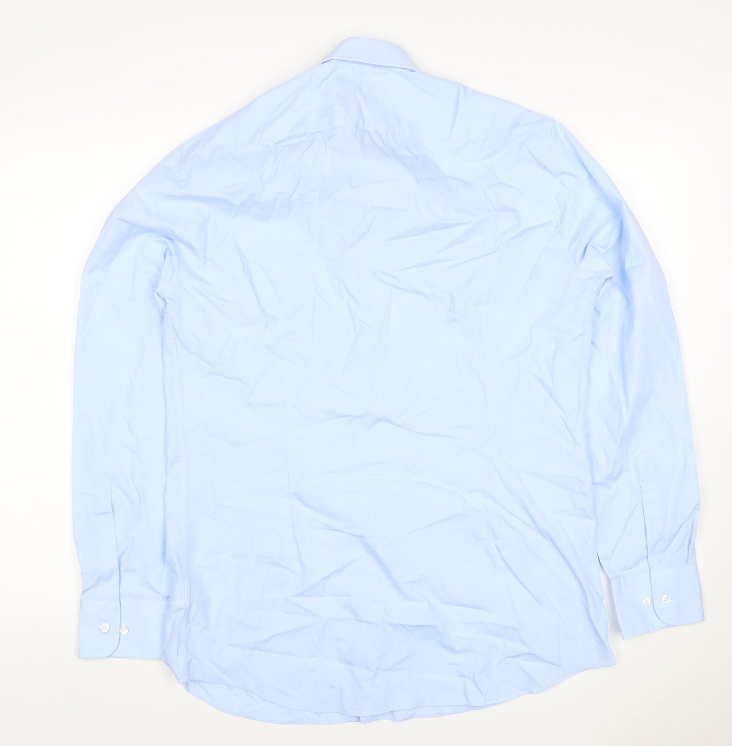 Marks and Spencer Men Blue 16 Slim Fit Long Sleeve Business Shirt