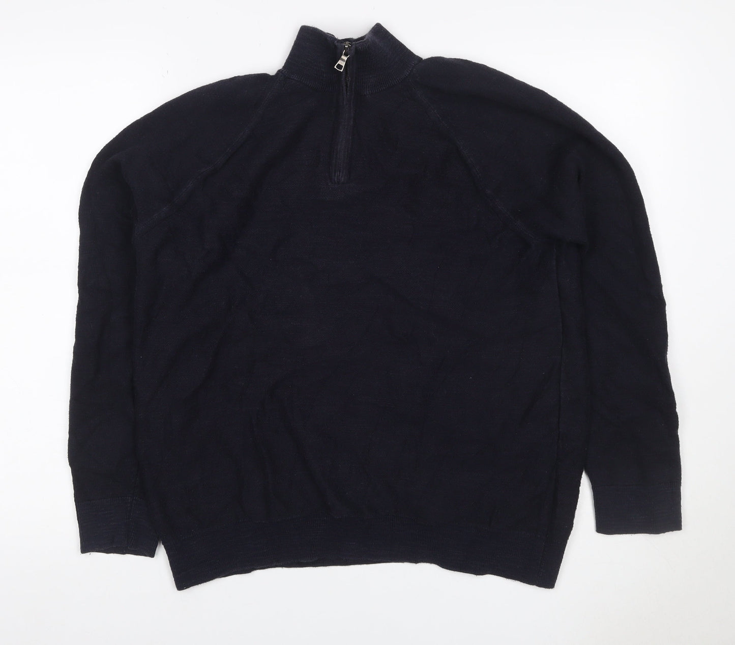 Marks and Spencer Men's Black L 1/4 Zip Cotton Knit Sweatshirt