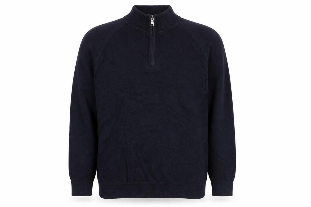 Marks & Spencer Men's Black L 1/4 Zip Cotton Knit Sweatshirt
