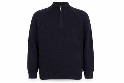 Marks & Spencer Men's Black L 1/4 Zip Cotton Knit Sweatshirt
