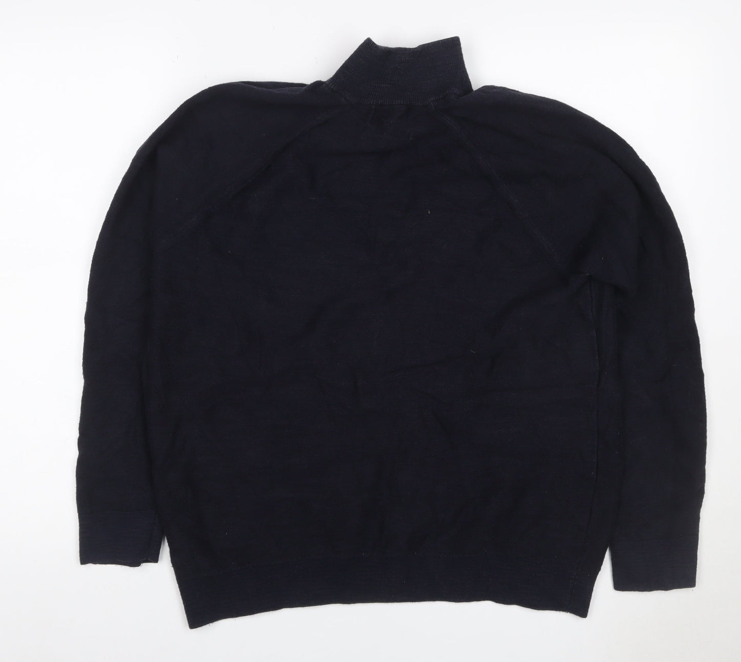 Marks and Spencer Men's Black L 1/4 Zip Cotton Knit Sweatshirt