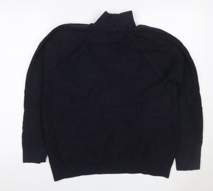 Marks and Spencer Men's Black L 1/4 Zip Cotton Knit Sweatshirt