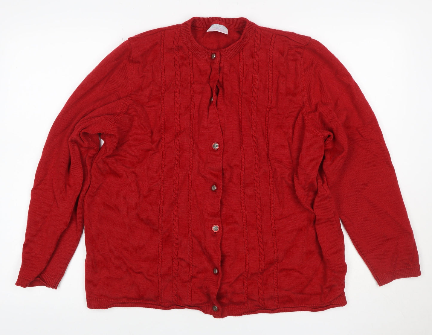 Cotswold Collections Women Red 2XL Merino Wool Cable Knit Cardigan