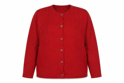 Cotswold Collections Women Red 2XL Merino Wool Cable Knit Cardigan