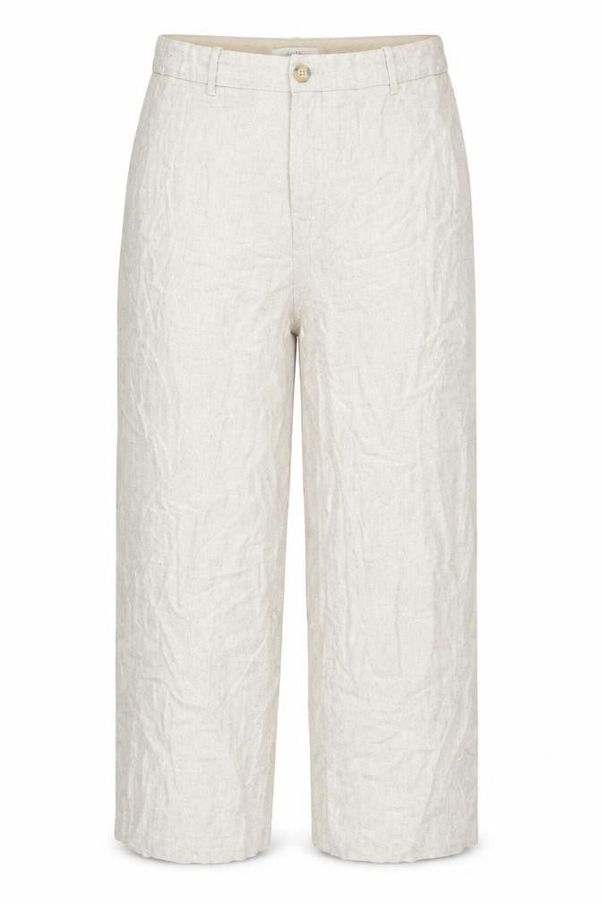 Marks & Spencer Women Beige Linen Blend Straight Trousers UK 22 Short