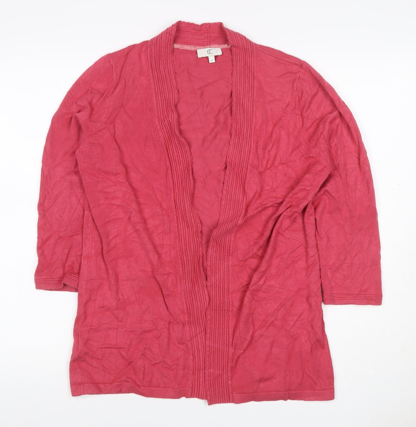 CC Women’s Pink M Open Knit Cardigan Long Sleeve V-Neck