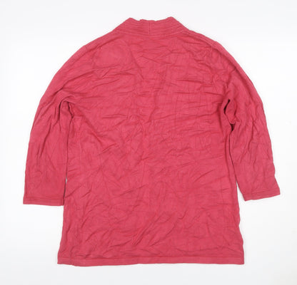 CC Women’s Pink M Open Knit Cardigan Long Sleeve V-Neck