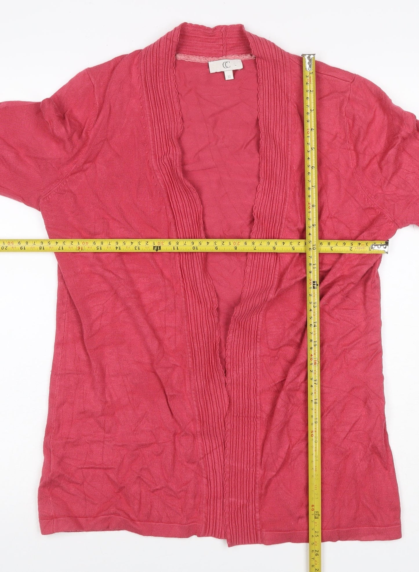 CC Women’s Pink M Open Knit Cardigan Long Sleeve V-Neck