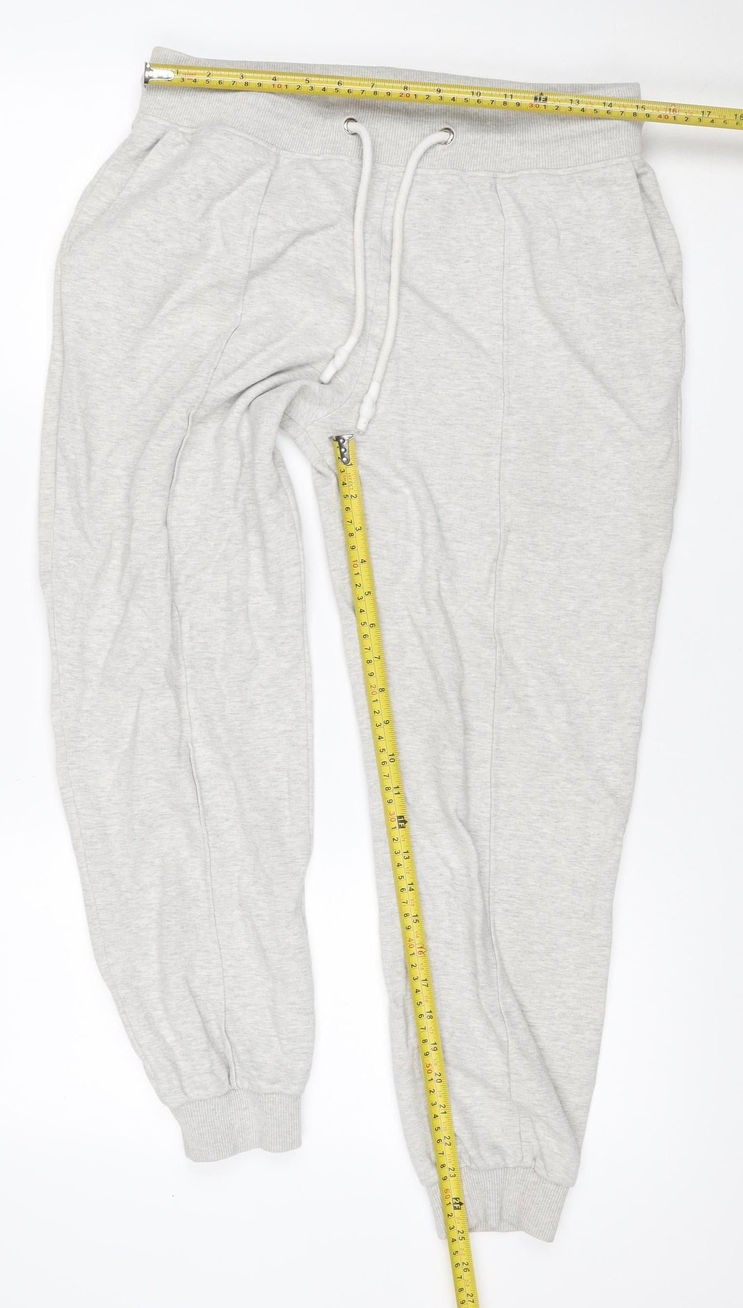 Reiss Men Grey M Jogger Sweatpants Drawstring Zip Pocket Cotton Blend